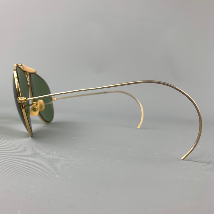 lunettes de soleil vintage RAY-BAN Gold Tone Metal Green Lens