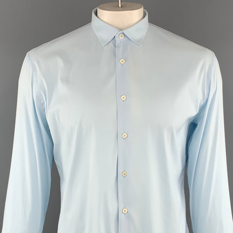 PRADA Taille L Chemise à manches longues boutonnée en coton mélangé bleu clair