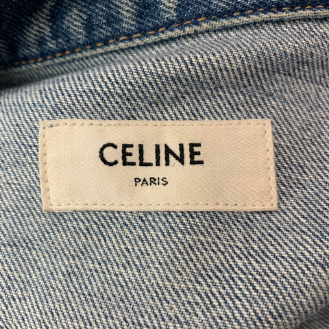 CELINE Size XS Blue Distressed Cotton Trucker Jacket