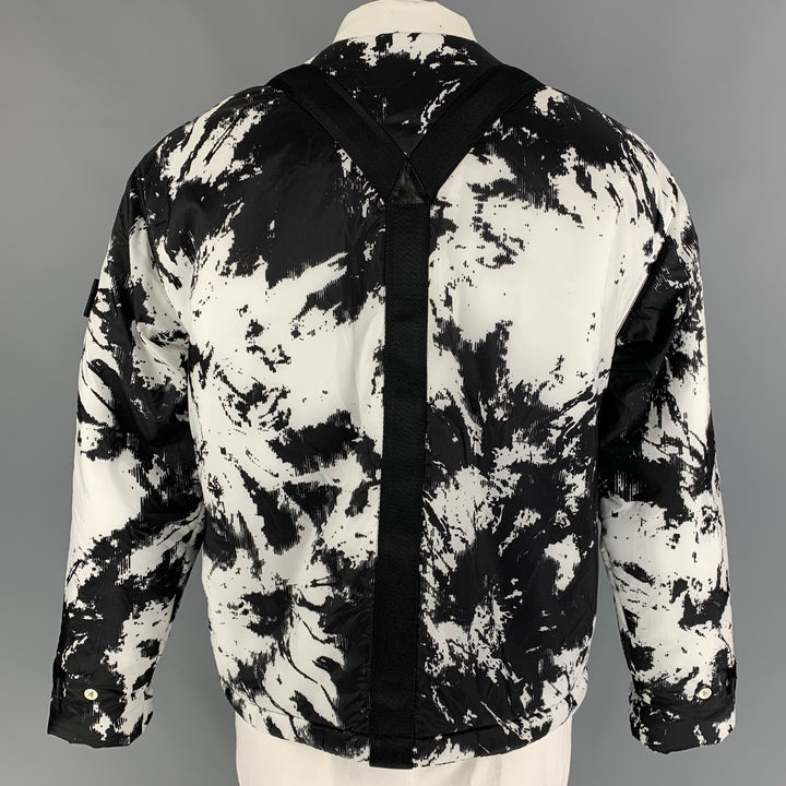 ALEXANDER WANG Size S Black White Print Nylon Zip Snaps Jacket