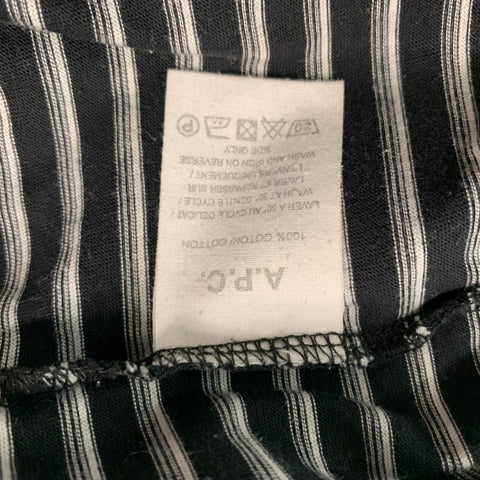 A.P.C. Size M Black White Stripe Cotton Short Sleeve T-shirt