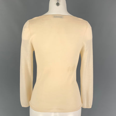 PRADA Size 4 Cream Ruched V-Neck Pullover