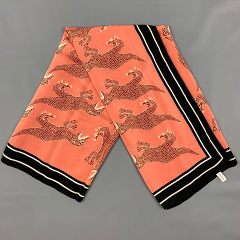 PAUL SMITH Black Brick Dinosaur Print Silk Scarf
