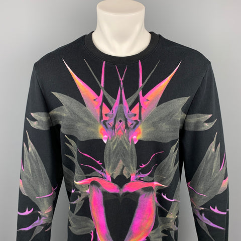 GIVENCHY S/S 2012 Talla M Sudadera de algodón con cuello redondo y estampado negro