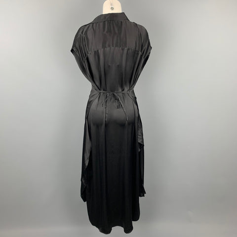 R13 Size XS Black Satin Silk Dropped Sleeves Shirt Dress