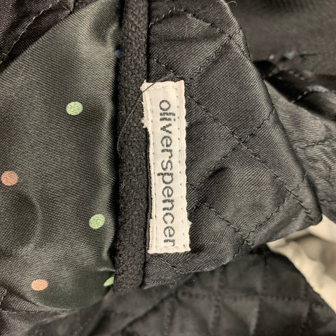 OLIVER SPENCER Taille 44 Manteau double boutonnage en laine à chevrons noir
