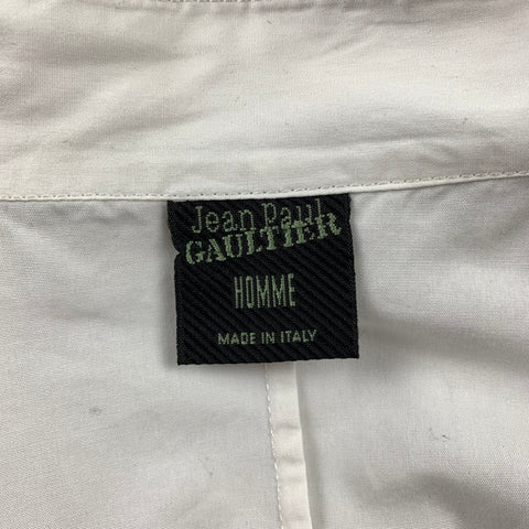 Vintage JEAN PAUL GAULTIER Size XL White Cotton Wing Sleeve Pleated Long Sleeve Shirt
