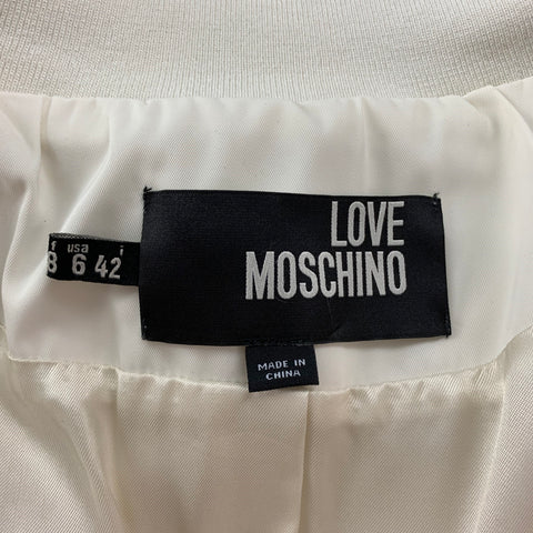 LOVE MOSCHINO Size 6 Cream Polyester Ruffled Jacket