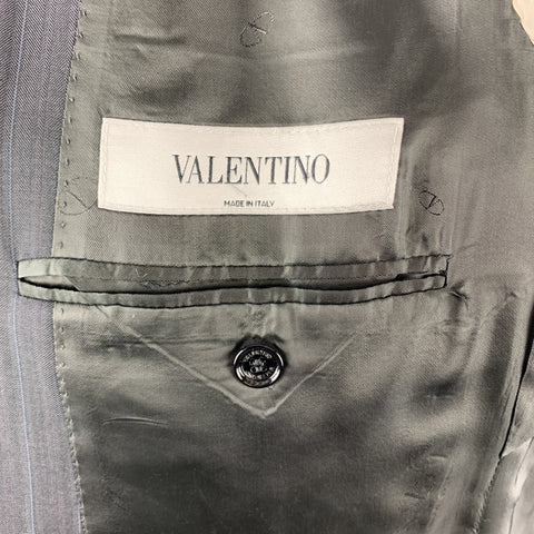 VALENTINO Traje Regular de Lana Virgen con Solapa de Pico a Rayas Gris Talla 40