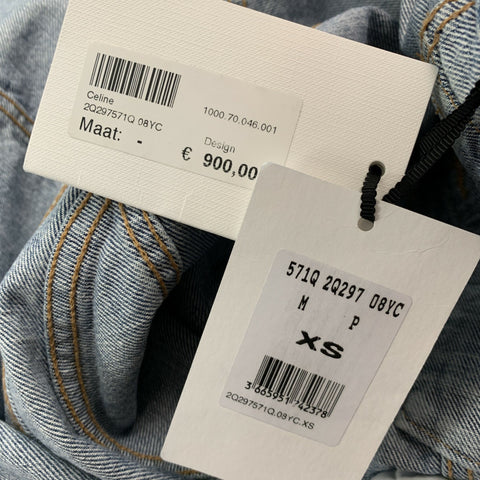 CELINE Size XS Blue Distressed Cotton Trucker Jacket