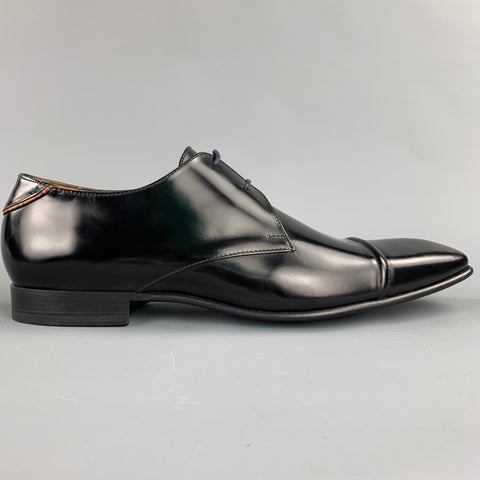 PAUL SMITH Size 12 Black Leather Cap Toe Lace Up Dress Shoes