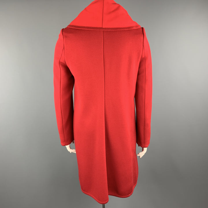 GIORGIO ARMANI Size 12 Red Round Collar Zip Button Coat