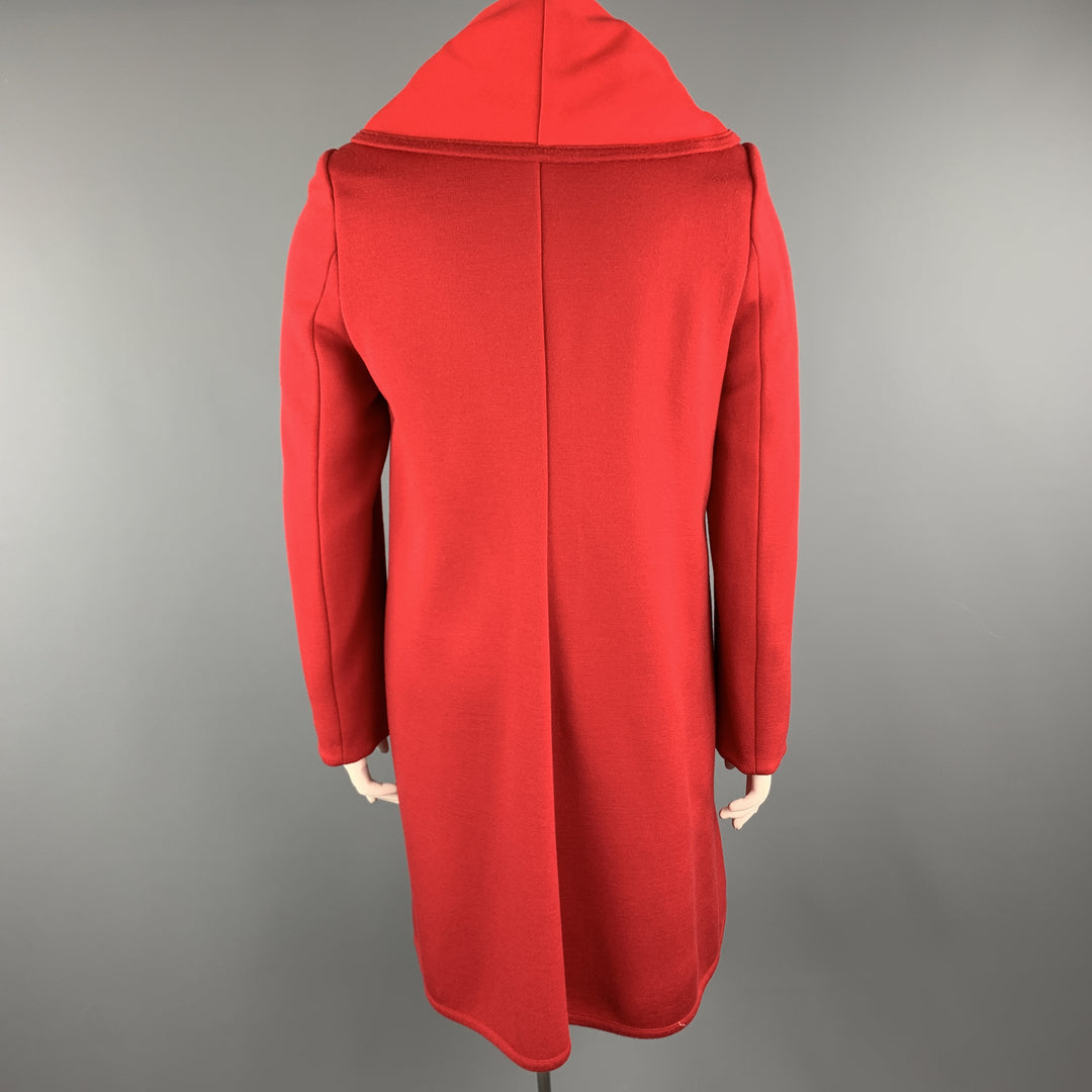 GIORGIO ARMANI Talla 12 Abrigo rojo con botones y cremallera y cuello redondo