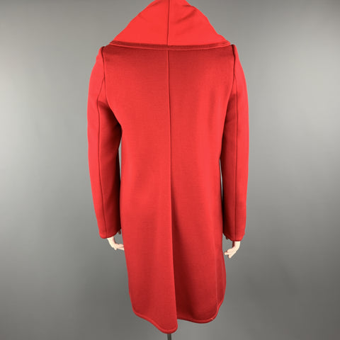 GIORGIO ARMANI Taille 12 Manteau rouge à col rond et bouton zippé