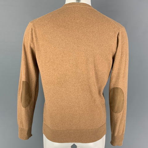VINTAGE Size M Camel Cashmere Elbow Patches Cardigan