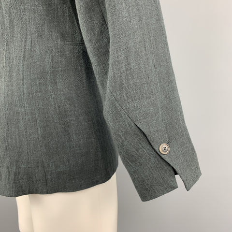 HANNIBAL Size 36 Charcoal Linen Shawl Collar Asymmetrial Jacket