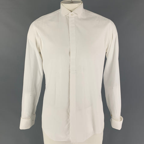 D&G by DOLCE & GABBANA Size M White Grid Cotton Tuxedo Long Sleeve Shirt