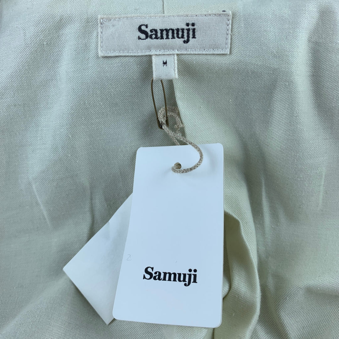 SAMUJI Size 40 Black Wool Double Breasted Peacoat