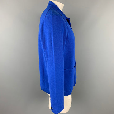 RAG & BONE Size L Royal Blue Knitted Wool Blend Buttoned Jacket