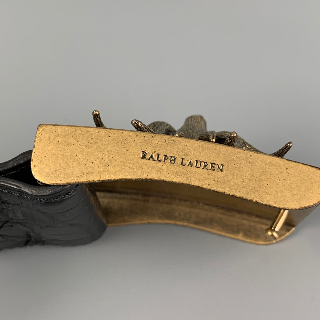 RALPH LAUREN Collection Size S Black Brass Alligator Stag  display picture 2