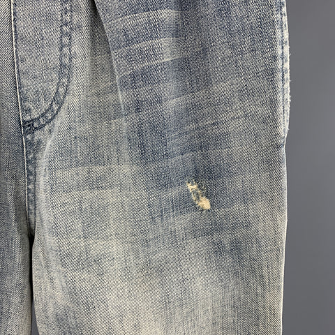 AGNES B. SPORT Size 26 Indigo Acid Wash Denim Elastic Waistband Jeans