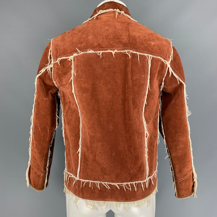 WILSON'S Size S Rust & Cream Fringe Suede Western Jacket