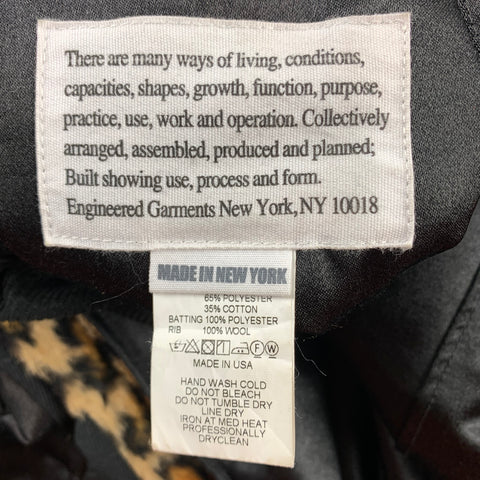 ENGINEERED GARMENTS Size L Black & Tan Leopard Print Polyester / Cotton Coat
