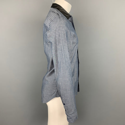 DIESEL Size M Blue Dot Print Cotton Button Up Long Sleeve Shirt