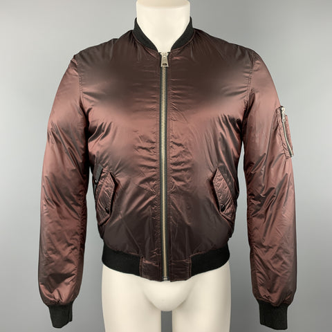 JUST CAVALLI Size 38 Burgundy Shiny Polyamide Zip Up Bomber Jacket