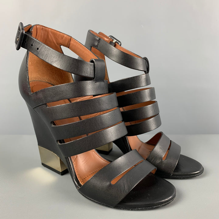 GIVENCHY Talla 6.5 Sandalias de cuña de metal negro