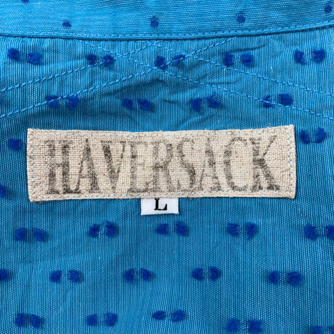 HAVER SACK Talla L Camisa Manga Corta Abotonada Algodón Lunares Azul