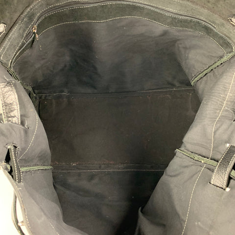 GUIDO Size L Black Contrast Stitch Leather Travel Bag