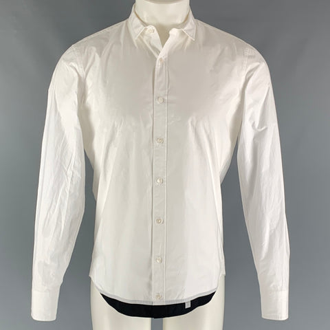 KOLOR Size M White Black Solid Cotton Button Up Long Sleeve Shirt