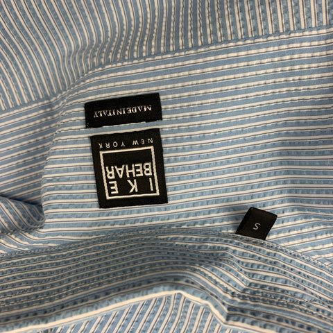 IKE BEHAR Size S Light Blue & White Seersucker Cotton Button Down Long Sleeve Shirt