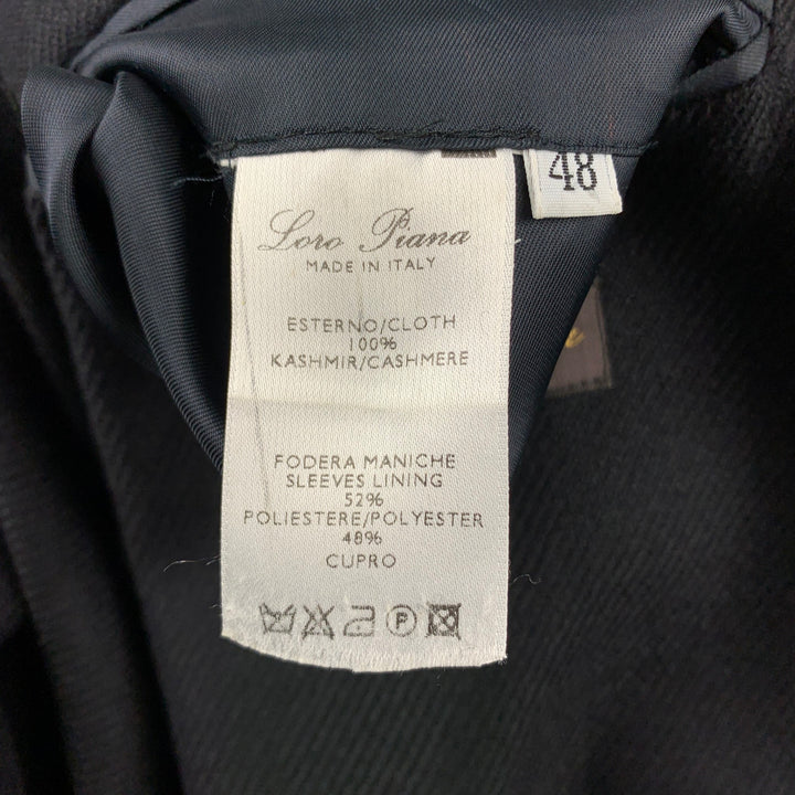 LORO PIANA Size 38 Black Cashmere Notch Lapel Sport Coat