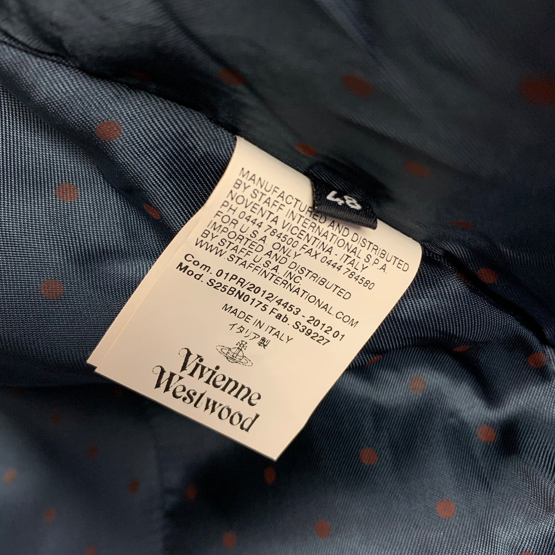 VIVIENNE WESTWOOD MAN Size 38 Navy Wool Peak Lapel Simulated Vest Layer Suit