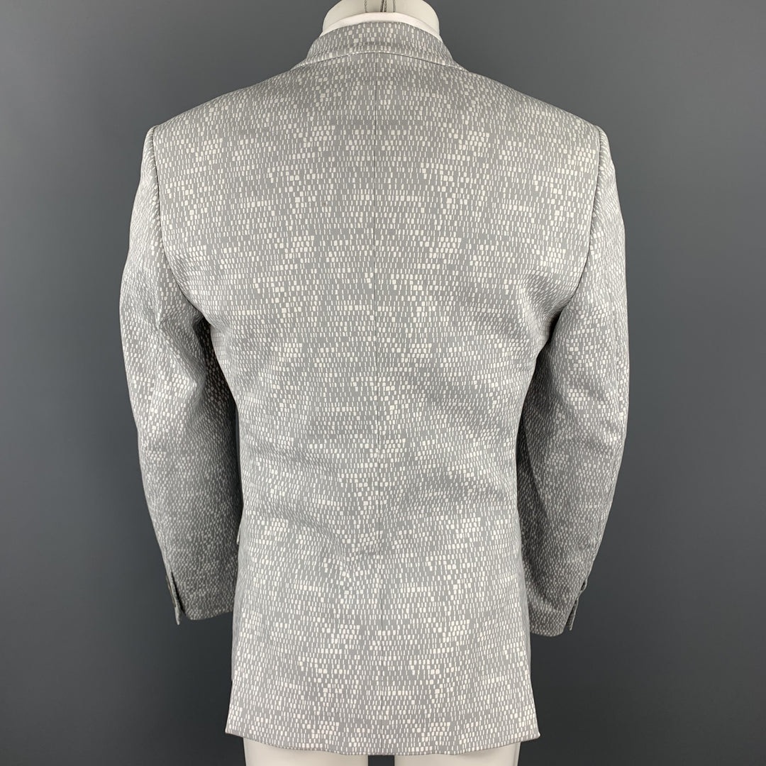 CALVIN KLEIN COLLECTION Size 36 Grey & White Woven Notch Lapel Sport Coat