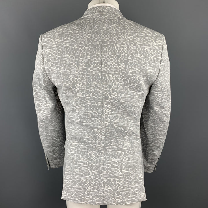 COLECCIÓN CALVIN KLEIN Talla 36 Abrigo deportivo con solapa de muesca tejida en gris y blanco