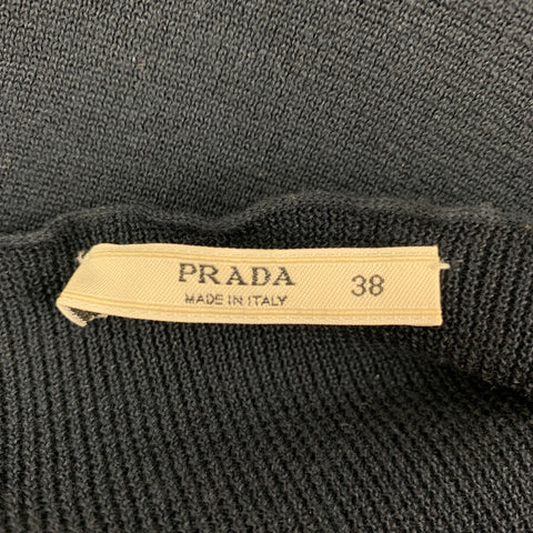 PRADA Size 2 Navy Cotton Mixed Fabrics Pullover