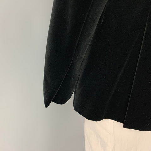 RALPH LAUREN Black Label Size 46 Black Cotton Velvet Peak Lapel Sport Coat