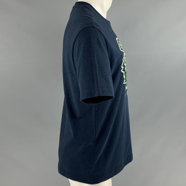 KENZO Size M Navy Green Embroidery Cotton T-shirt