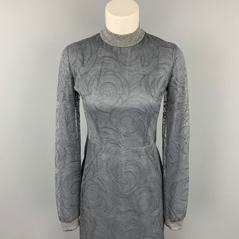 COLECCIÓN CALVIN KLEIN Talla 4 Vestido tubo de mezcla modal de encaje gris