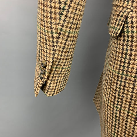 AMI by ALEXANDRE MATTIUSSI Size 40 Tan & Brown Plaid Wool Notch Lapel Coat