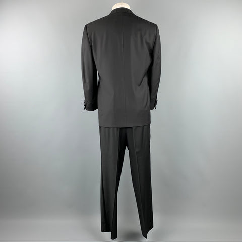 ERMENEGILDO ZEGNA 38 Short Black Wool Peak Lapel Tuxedo