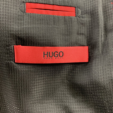 HUGO BOSS Size 38 Short Black Wool Peak Lapel Tuxedo Suit
