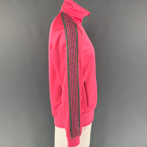 NEEDLES Chaqueta deportiva con cremallera de poliéster rosa y plateado talla L
