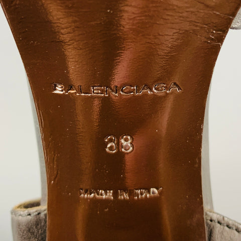 BALENCIAGA Size 8 Black Brown Leather Braided Chunky Heel Sandals