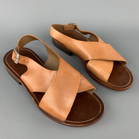 CERRADO Talla 6 Sandalias planas con tiras cruzadas color canela