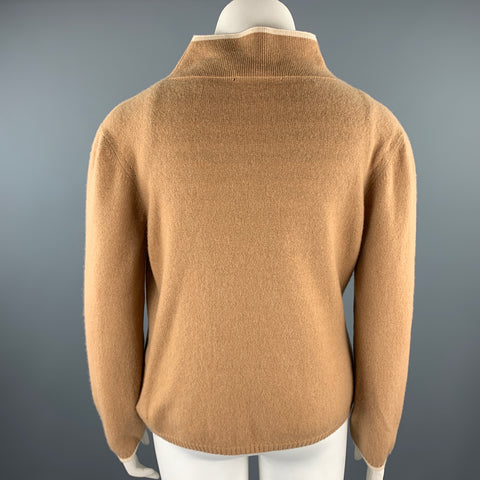 LES COPAINS Size 12 Camel Stripe Cashmere Knit Top 2 Piece Set