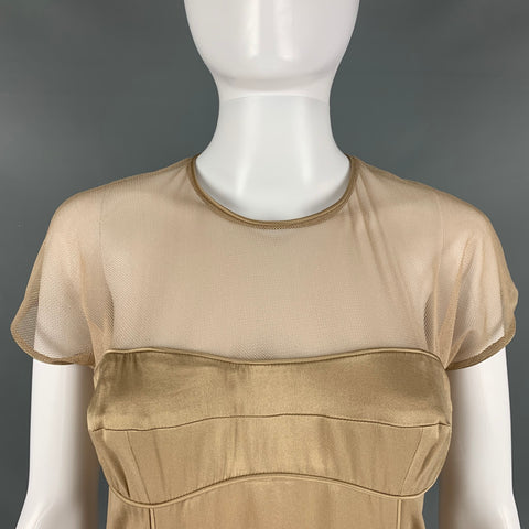 BURBERRY PRORSUM Talla 10 Vestido recto hasta la rodilla de seda beige